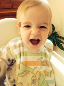 Hiding grapes on the side of her face - new realms of food avoidance